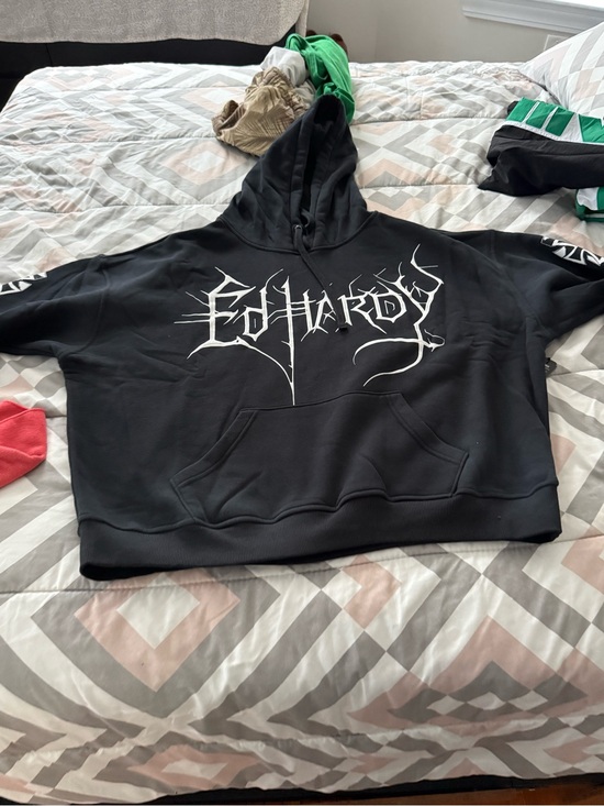 Ed Hardy Other - Ed Hardy Men’s Black Hoodie with White Script Logo